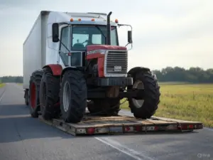 Farm tractor ready for agricultural equipment shipping