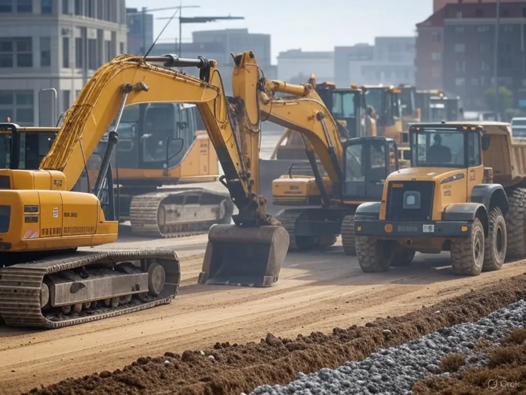 Construction equipment ready for trencher and heavy equipment hauling
